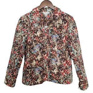 Christopher & Banks Jacquard Jacket Womens Size S Multicolor Pockets Artsy